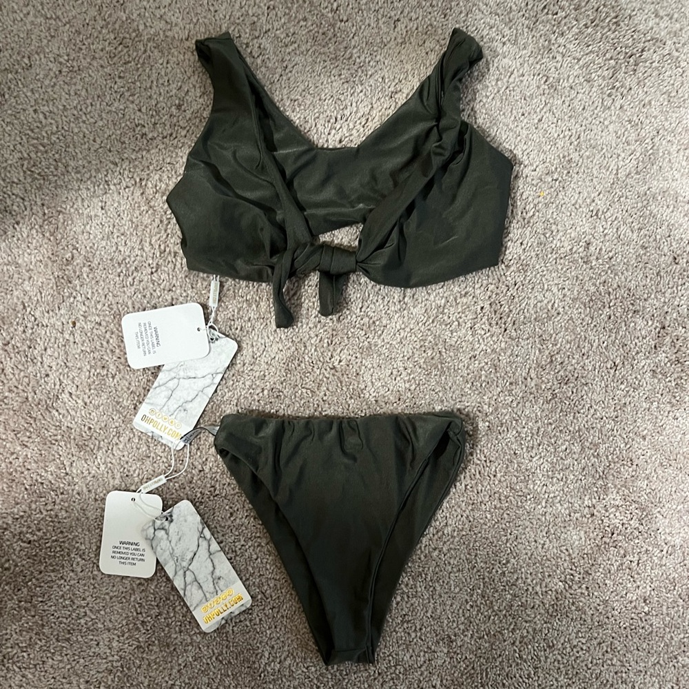 NWT! Ohpolly olive green high waist bikini - XS